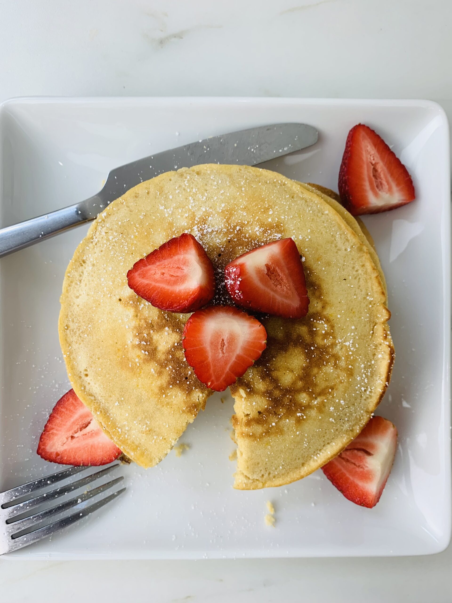 homemade BUTTERMILK PANCAKES WITH STRAWBERRY