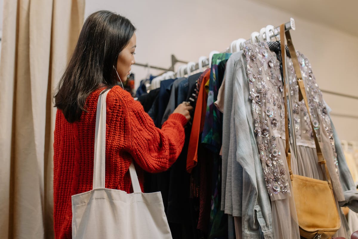 Young woman shopping at a clothing boutique